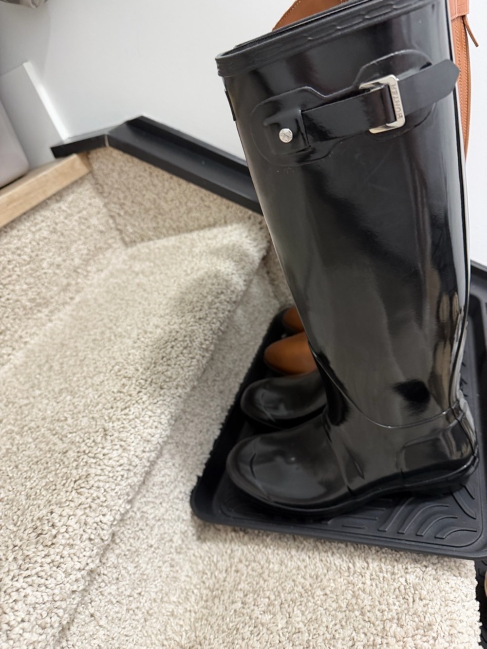 Hunter Black Gloss Interior Logo Rain Boot
